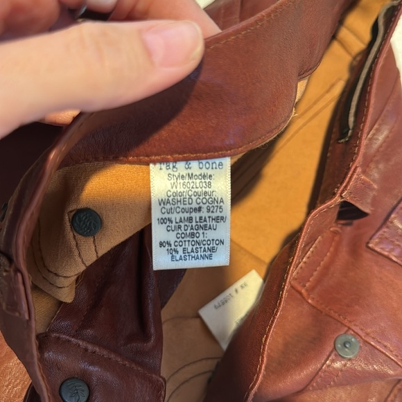 rag and bone cognac washed leather jeans size 26 - Picture 3 of 4